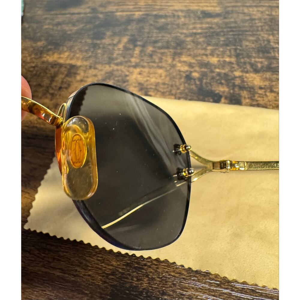 Cartier Vintage Rimless Women’s Prescription Gold Frame Sunglasses Size 130 - Picture 5 of 15